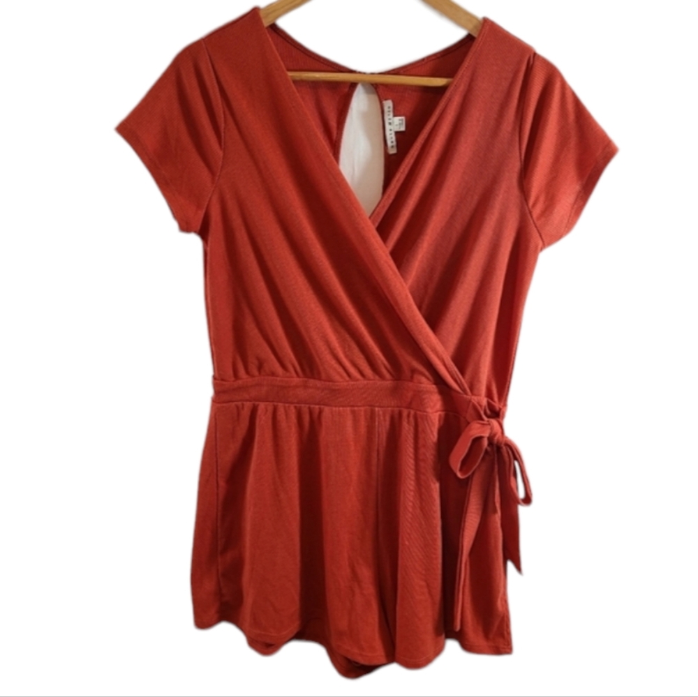 Haute Monde Women's Bohemian Ribbed Cross Front Romper